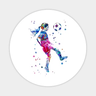 Soccer Player Little Girl With Ball Magnet